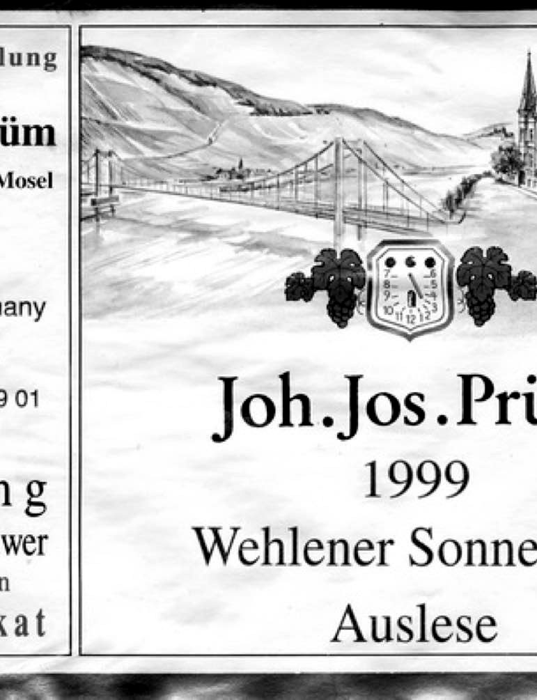 Etikett Joh. Jos. Prüm, Wehlener Sonnenuhr Auslese 1999